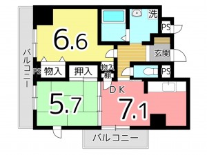 姫路市東延末、マンションの間取り画像です