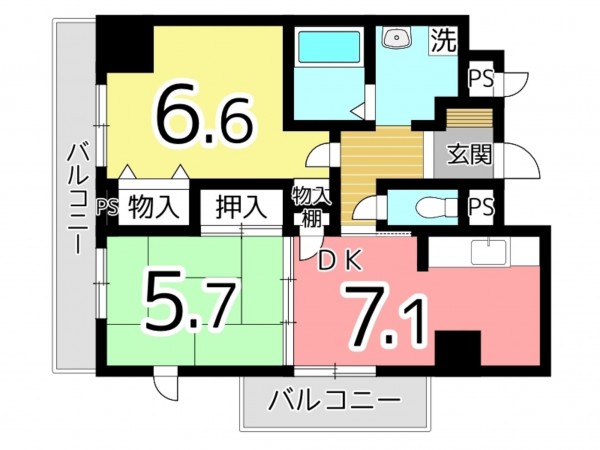 姫路市東延末、マンションの間取り画像です