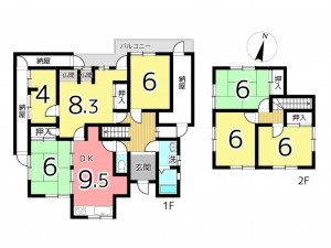 姫路市田寺東、中古一戸建ての間取り画像です