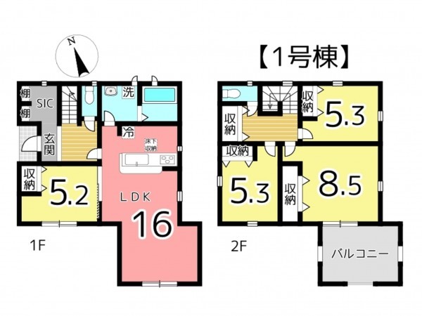 姫路市花田町、新築一戸建ての間取り画像です