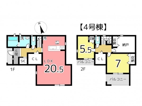 姫路市花田町、新築一戸建ての間取り画像です