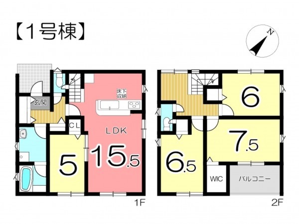 姫路市飾磨区西浜町、新築一戸建ての間取り画像です