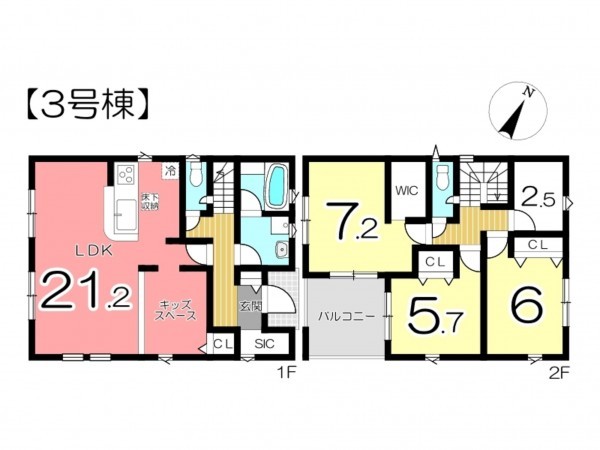 姫路市飾磨区西浜町、新築一戸建ての間取り画像です