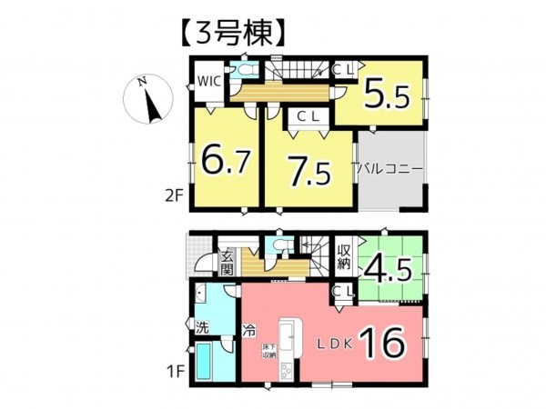 姫路市西庄、新築一戸建ての間取り画像です