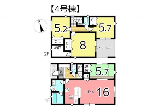 姫路市西庄、新築一戸建ての間取り画像です