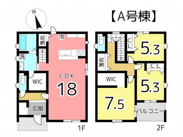 姫路市飾磨区今在家、新築一戸建ての間取り画像です