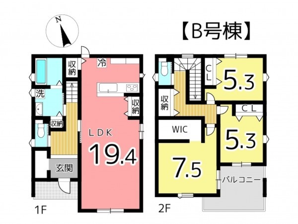 姫路市飾磨区今在家、新築一戸建ての間取り画像です