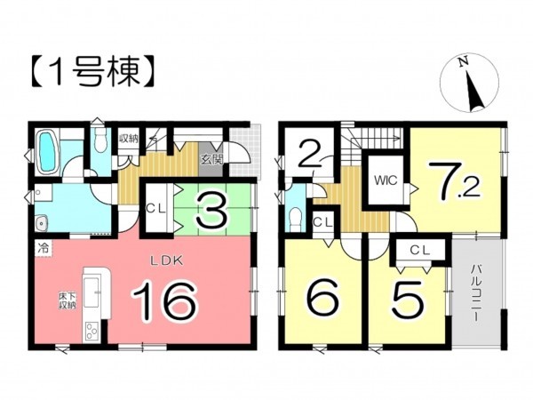 姫路市北原、新築一戸建ての間取り画像です