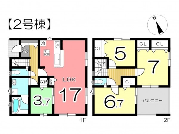 姫路市北原、新築一戸建ての間取り画像です