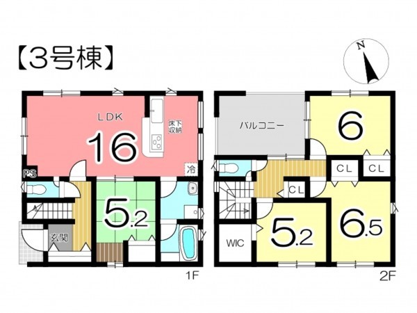 姫路市北原、新築一戸建ての間取り画像です