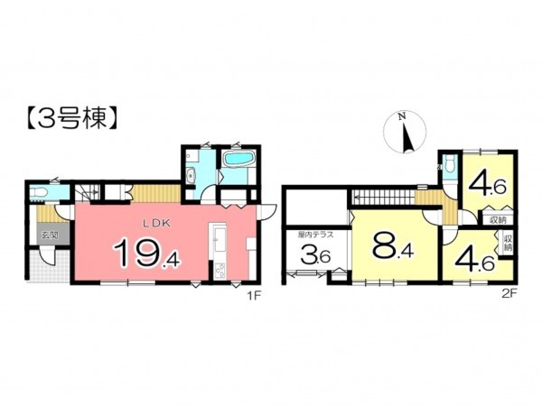 姫路市北平野、新築一戸建ての間取り画像です