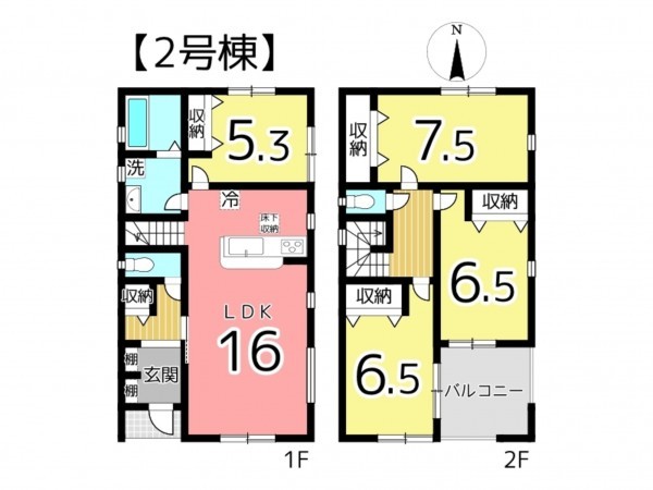 姫路市広畑区小松町、新築一戸建ての間取り画像です