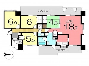 姫路市土山、マンションの間取り画像です