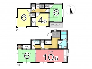 姫路市北平野、中古一戸建ての間取り画像です