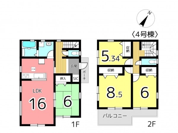 たつの市龍野町末政、新築一戸建ての間取り画像です