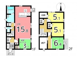 相生市佐方、中古一戸建ての間取り画像です