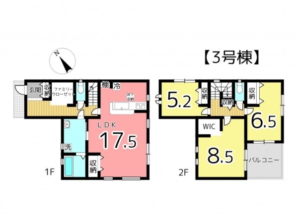 姫路市四郷町、新築一戸建ての間取り画像です