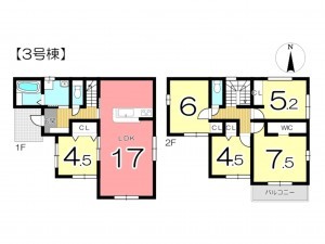 姫路市広畑区蒲田、新築一戸建ての間取り画像です