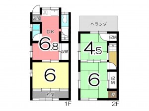 姫路市白国、中古一戸建ての間取り画像です