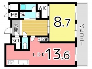姫路市東駅前町、マンションの間取り画像です