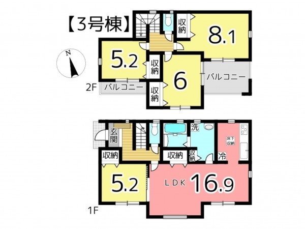 姫路市継、新築一戸建ての間取り画像です