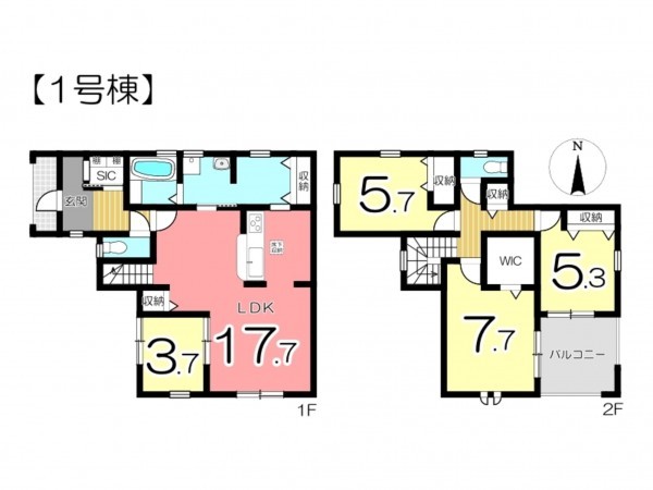 姫路市網干区田井、新築一戸建ての間取り画像です