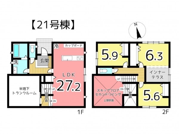 姫路市御立西、新築一戸建ての間取り画像です