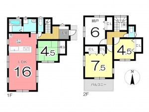 姫路市西夢前台、新築一戸建ての間取り画像です