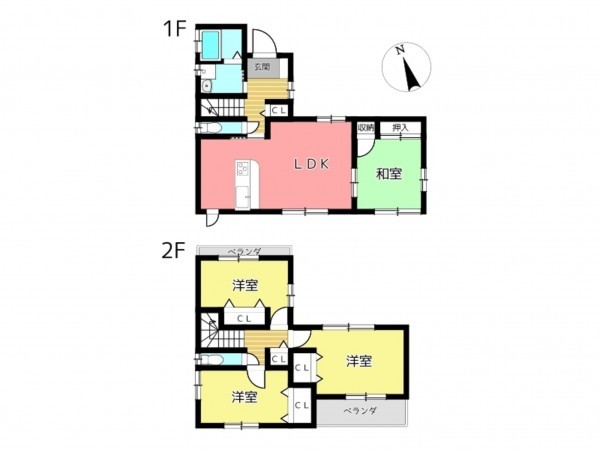 姫路市北原、中古一戸建ての間取り画像です