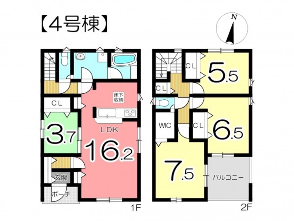 姫路市御国野町、新築一戸建ての間取り画像です