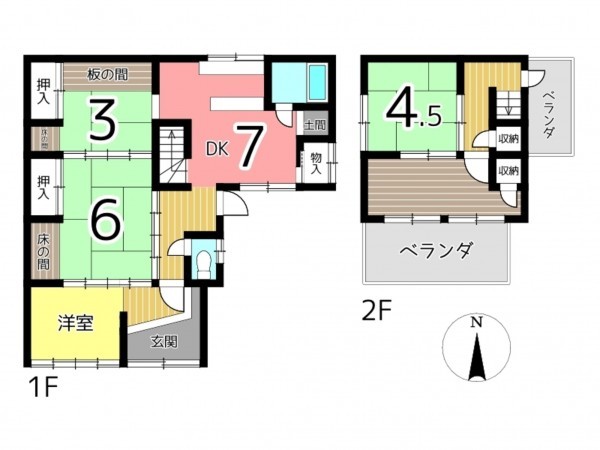 たつの市龍野町下霞城、中古一戸建ての間取り画像です