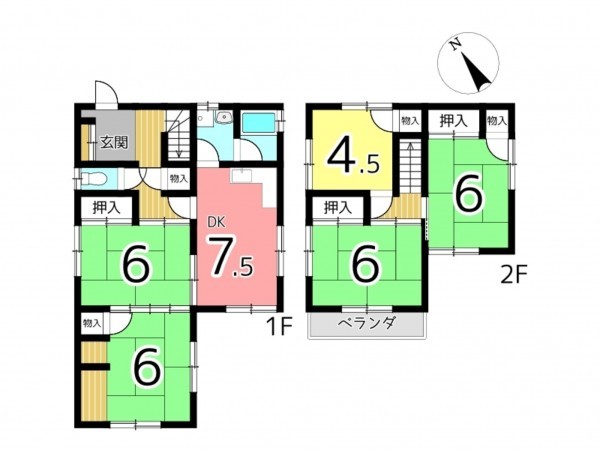 たつの市新宮町平野、中古一戸建ての間取り画像です