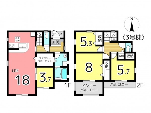 揖保郡太子町矢田部、新築一戸建ての間取り画像です