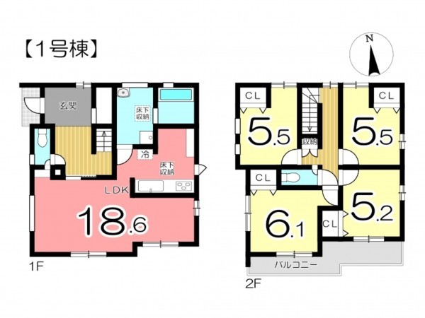 姫路市玉手、新築一戸建ての間取り画像です