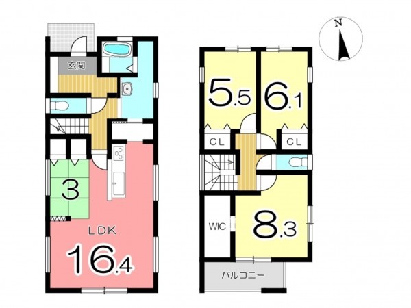 姫路市広畑区高浜町、新築一戸建ての間取り画像です