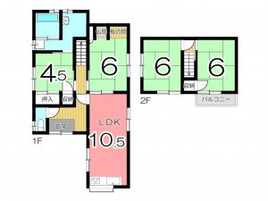 姫路市北平野、中古一戸建ての間取り画像です