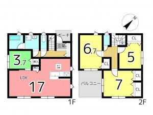 相生市大島町、新築一戸建ての間取り画像です