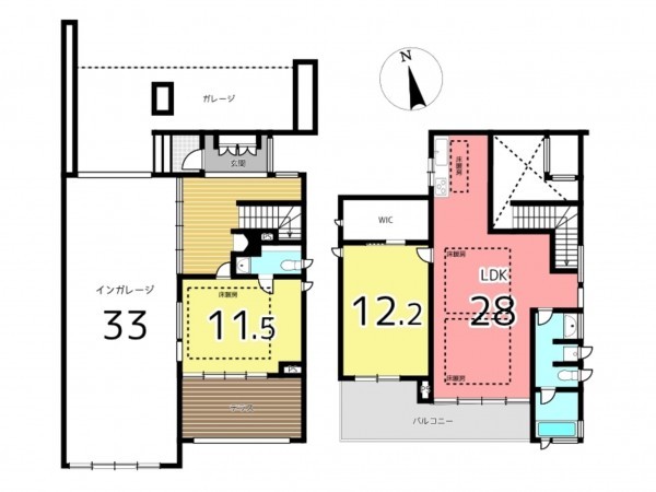 姫路市西新在家、中古一戸建ての間取り画像です