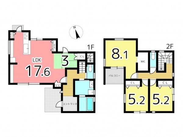 姫路市北原、新築一戸建ての間取り画像です