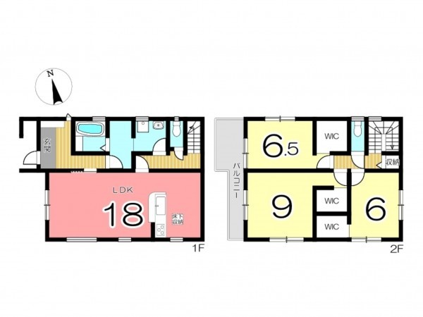 姫路市大津区西土井、新築一戸建ての間取り画像です