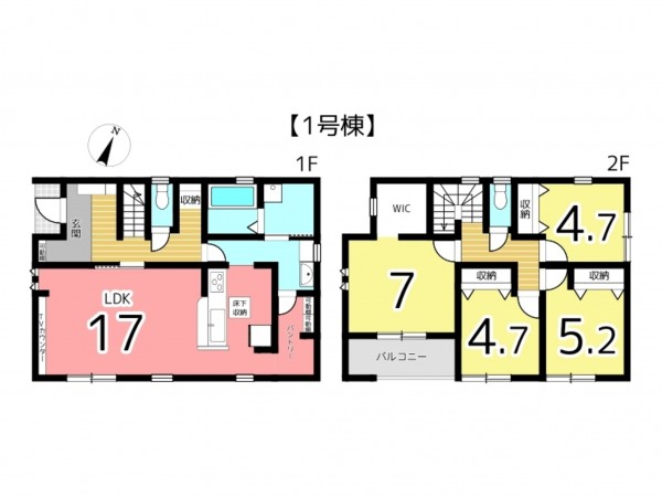 姫路市大津区天神町、新築一戸建ての間取り画像です