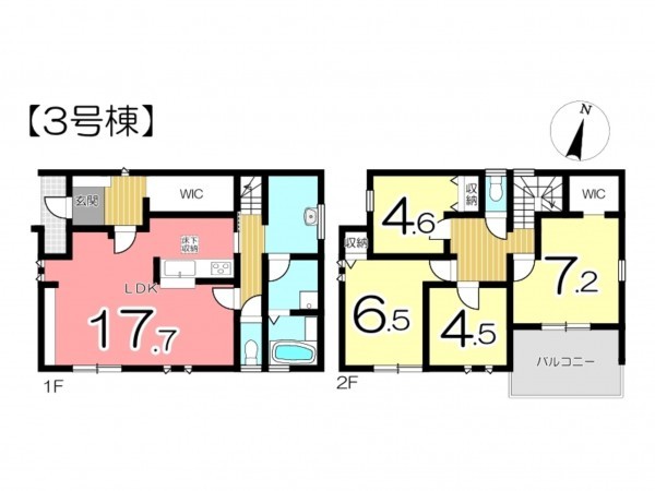 姫路市大津区天神町、新築一戸建ての間取り画像です