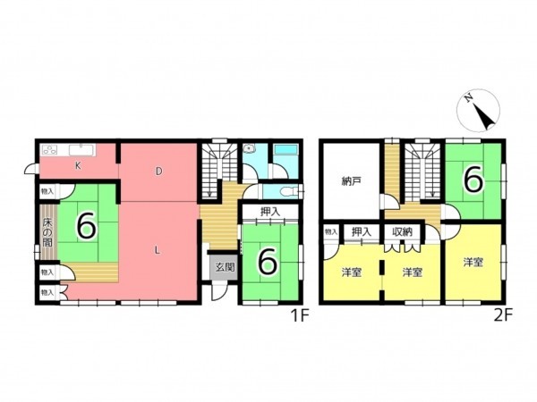 たつの市新宮町下笹、中古一戸建ての間取り画像です