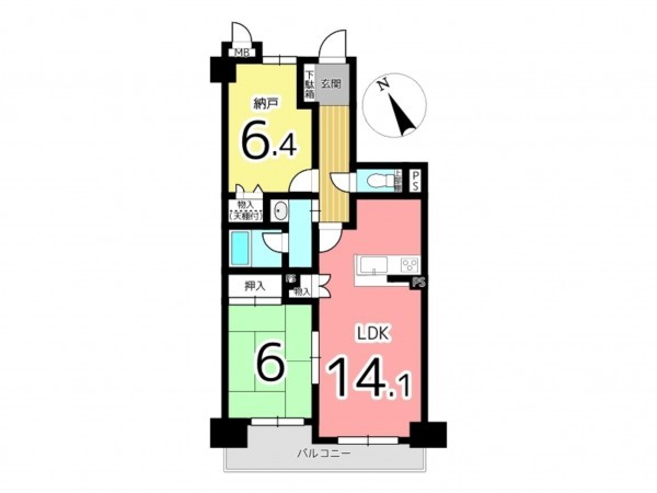 姫路市車崎、マンションの間取り画像です
