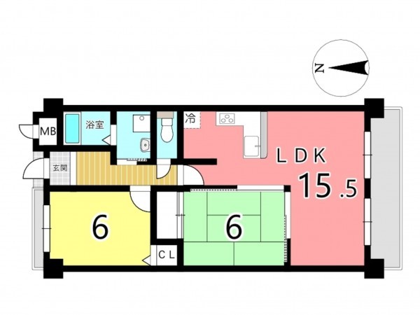 姫路市北平野、マンションの間取り画像です