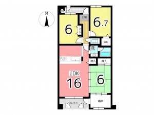 姫路市広畑区北野町、マンションの間取り画像です
