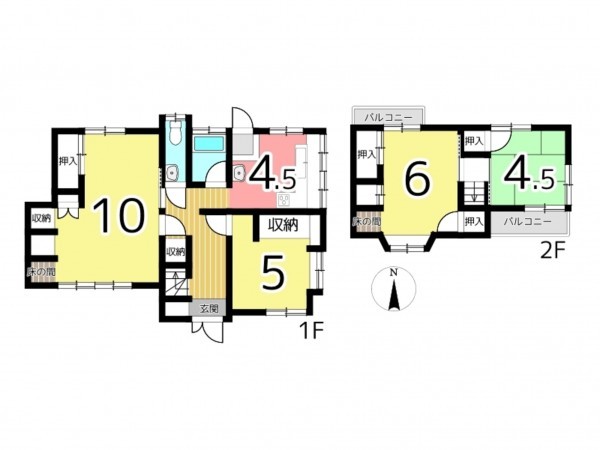 姫路市神子岡前、中古一戸建ての間取り画像です