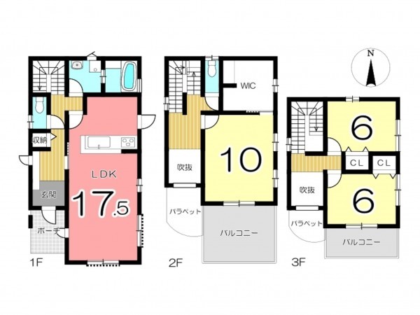 姫路市新在家、中古一戸建ての間取り画像です