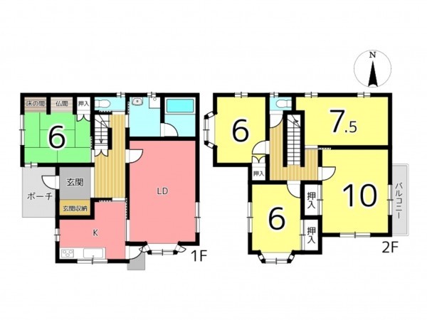 たつの市揖西町住吉、中古一戸建ての間取り画像です