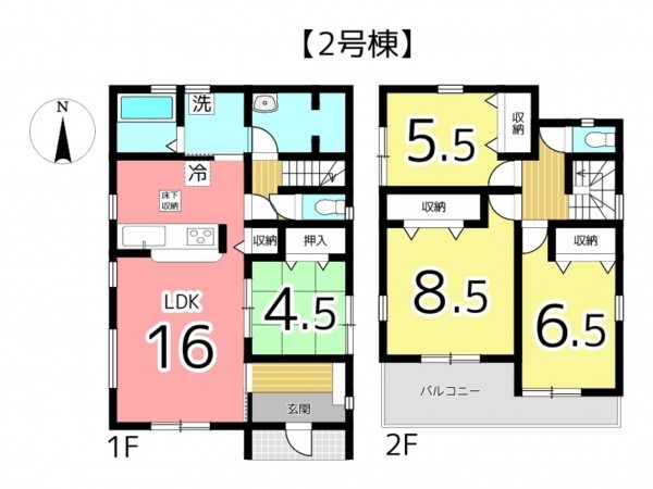 姫路市網干区津市場、新築一戸建ての間取り画像です